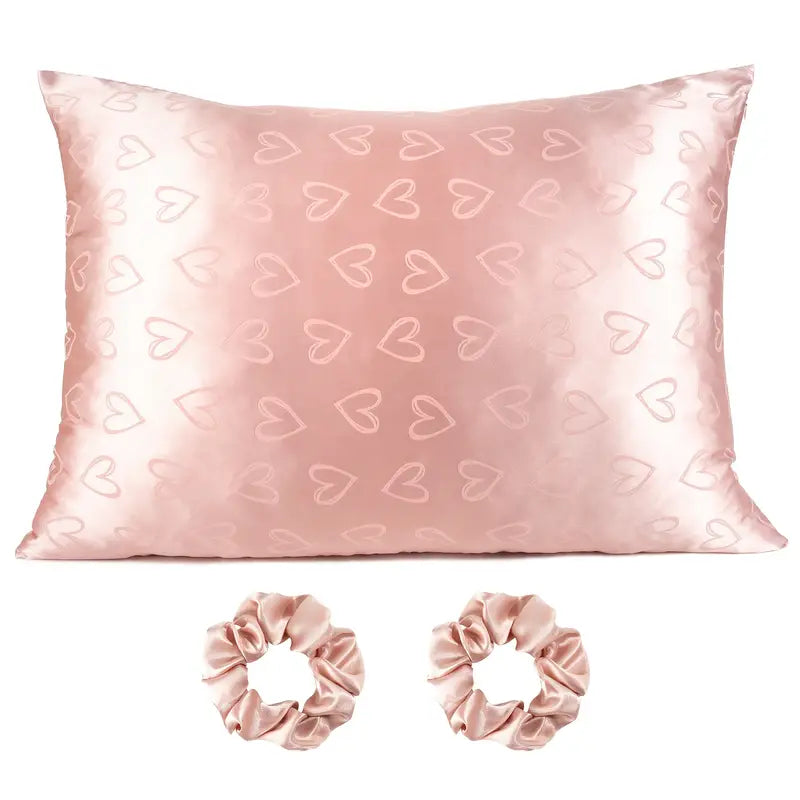 Heart Jacquard Satin Pillowcase Set