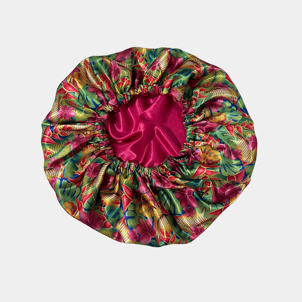 Tropical Floral Satin Bonnet