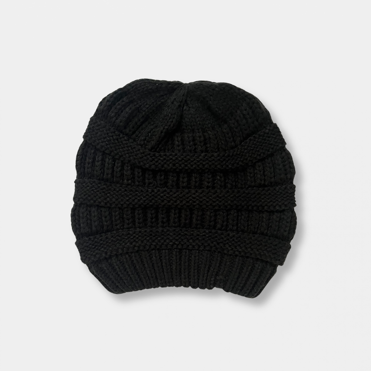 Black Satin Lined Knit Slouch Beanie