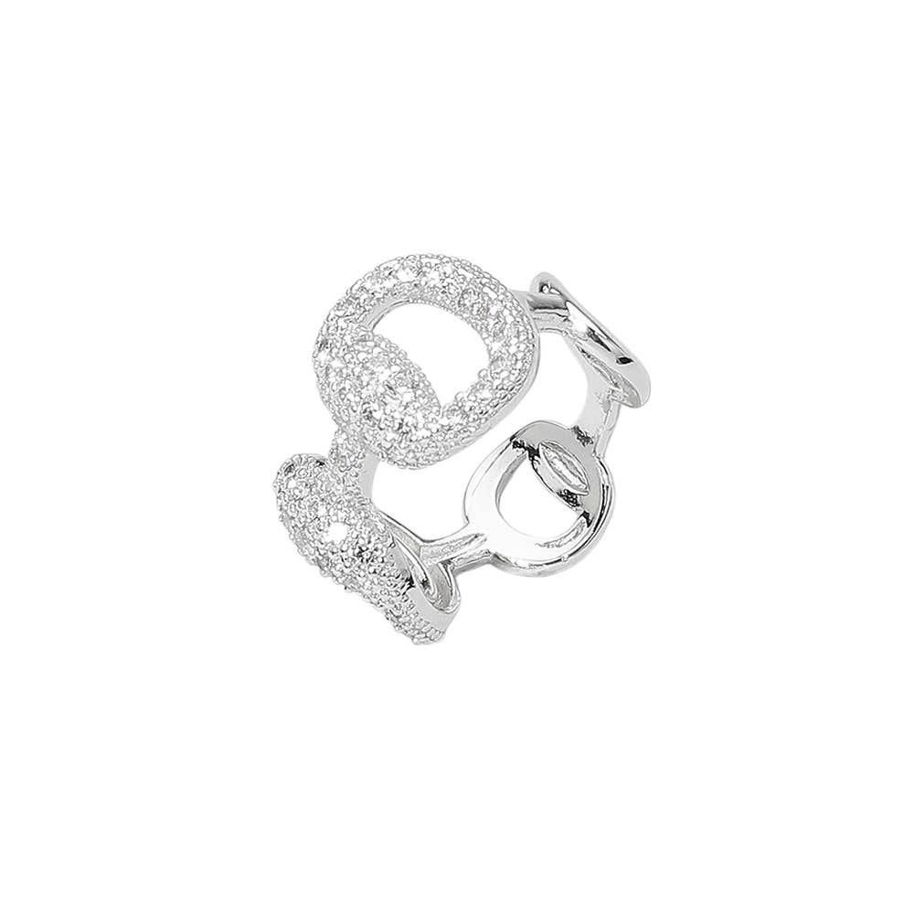 Cz Stone Paved Open Ring Band Ring