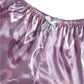 Purple Satin Pajama Shorts Set with Heart Print