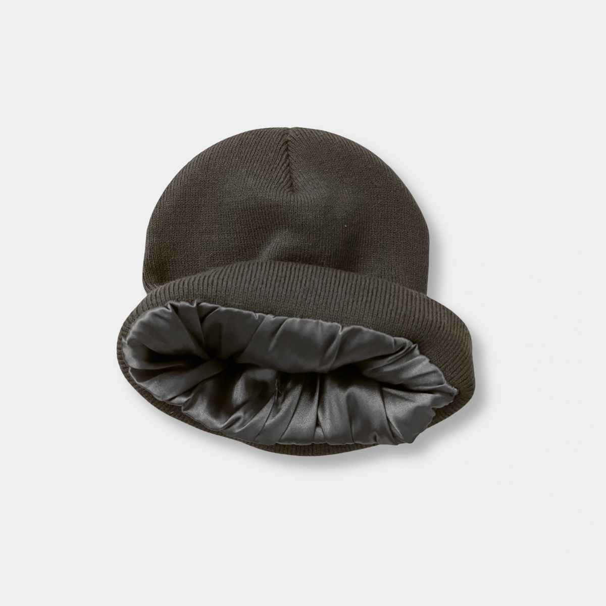 Grey Satin Lined Knit Beanie