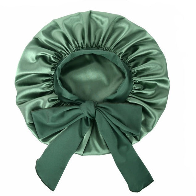 GREEN SAGE| Double Layer Satin Sleep Bonnet with Tie