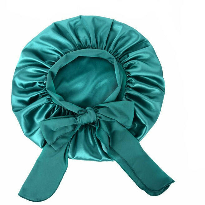 Double Layer Satin Bonnet with Tie Band | Teal.