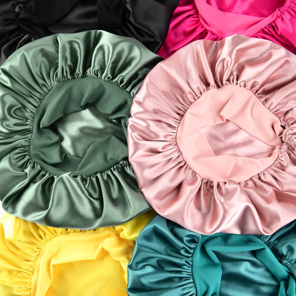Double Layer Satin Bonnet with Tie Band | Green Sage
