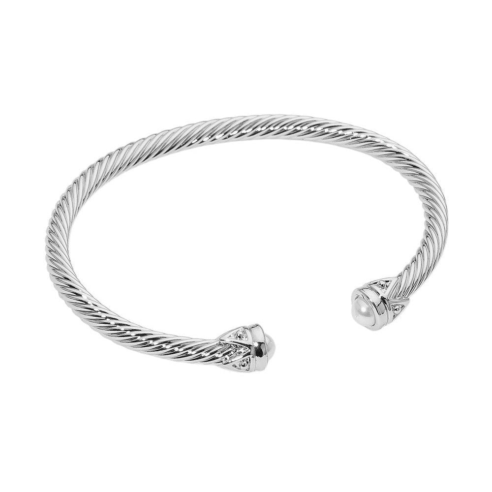 Pearl Tip Twisted Cuff Bracelet