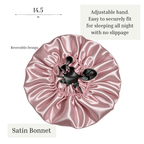 Blush Pink Ruffled Satin Bonnet with Smoke Grey Lining