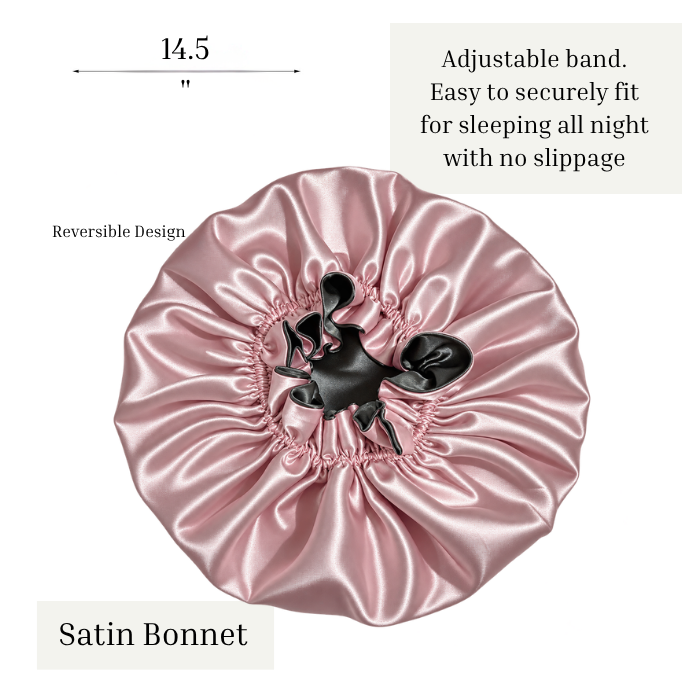 Blush Pink Ruffled Satin Bonnet with Smoke Grey Lining