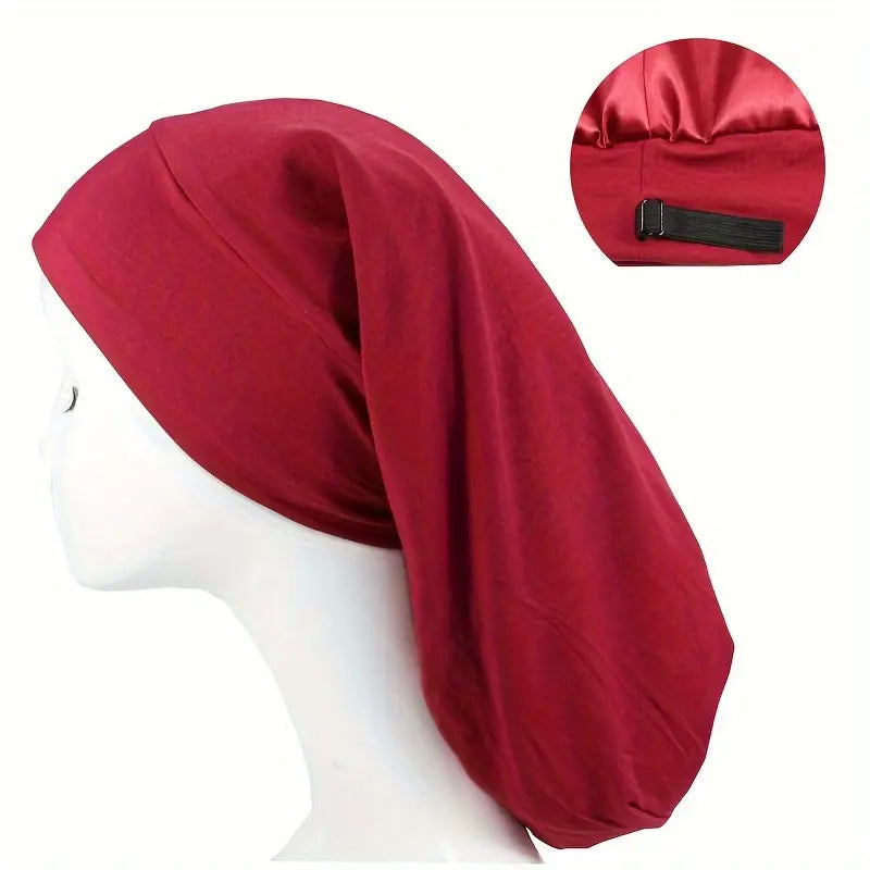 Extra Long Satin-Lined Jersey Beanie | Red - NuAira