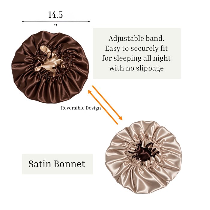 Chocolate Brown Ruffled Satin Bonnet with Champagne Lining