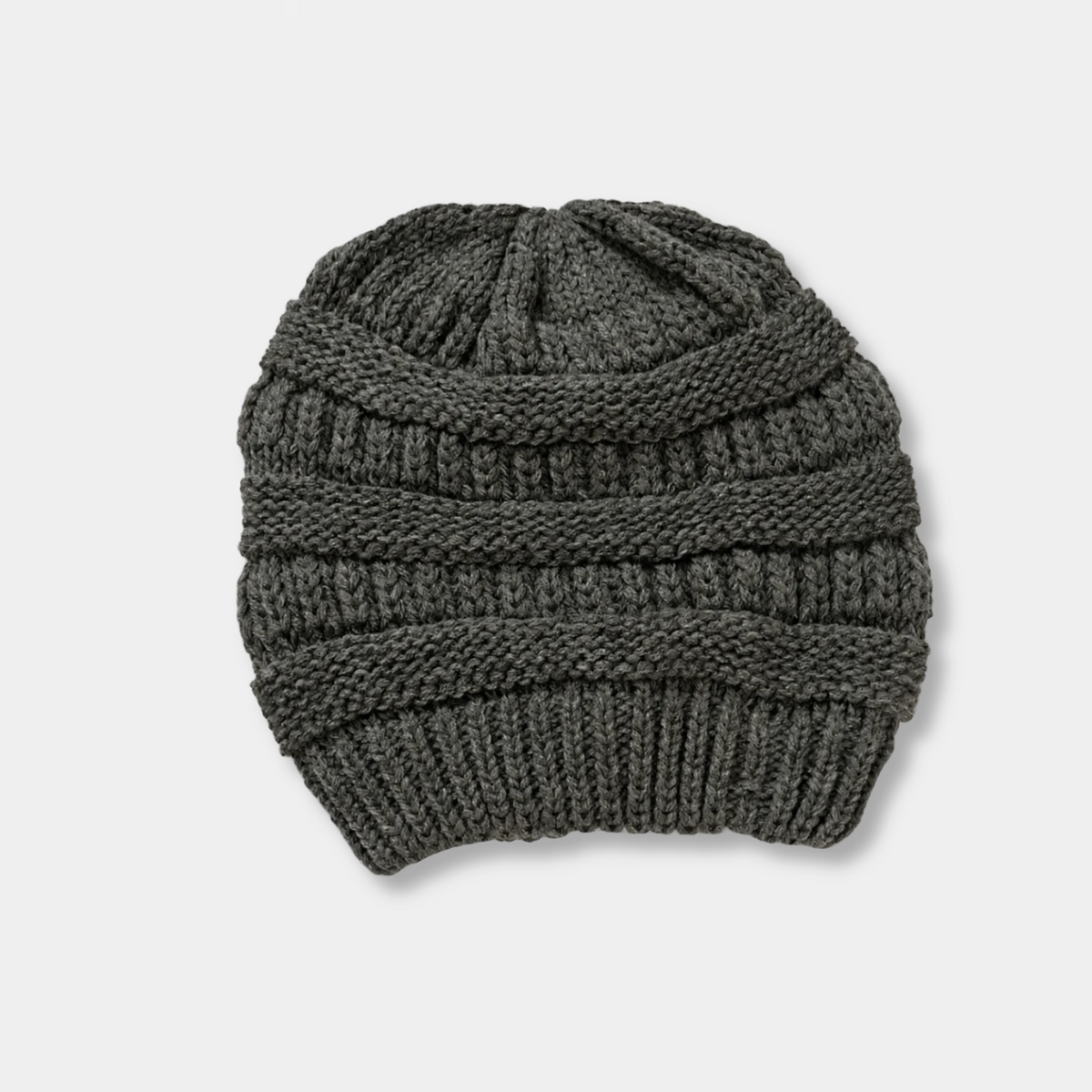 Grey Satin Lined Knit Slouch Beanie