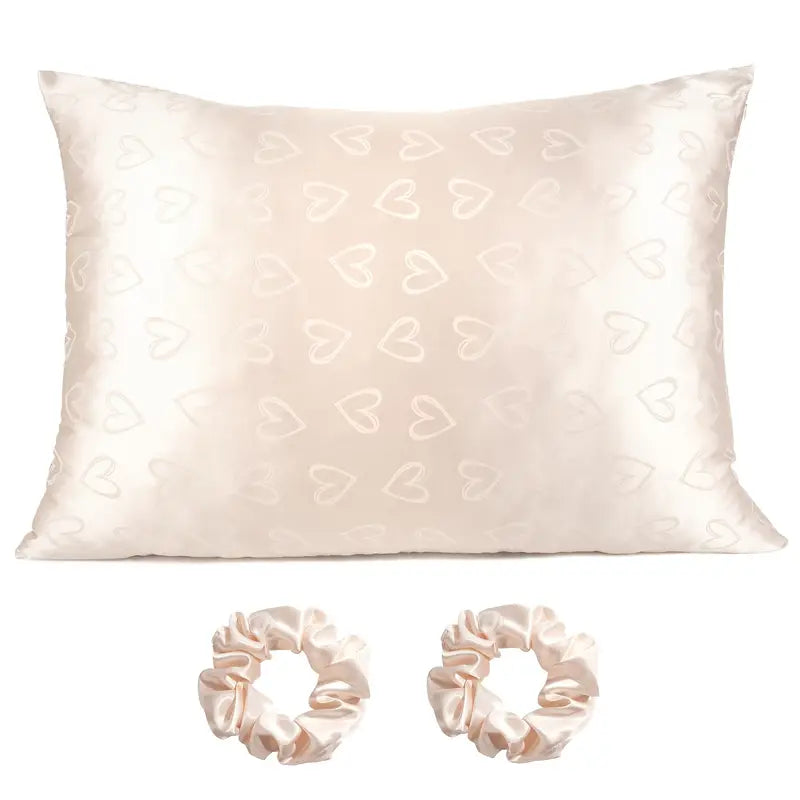 Heart Jacquard Satin Pillowcase Set