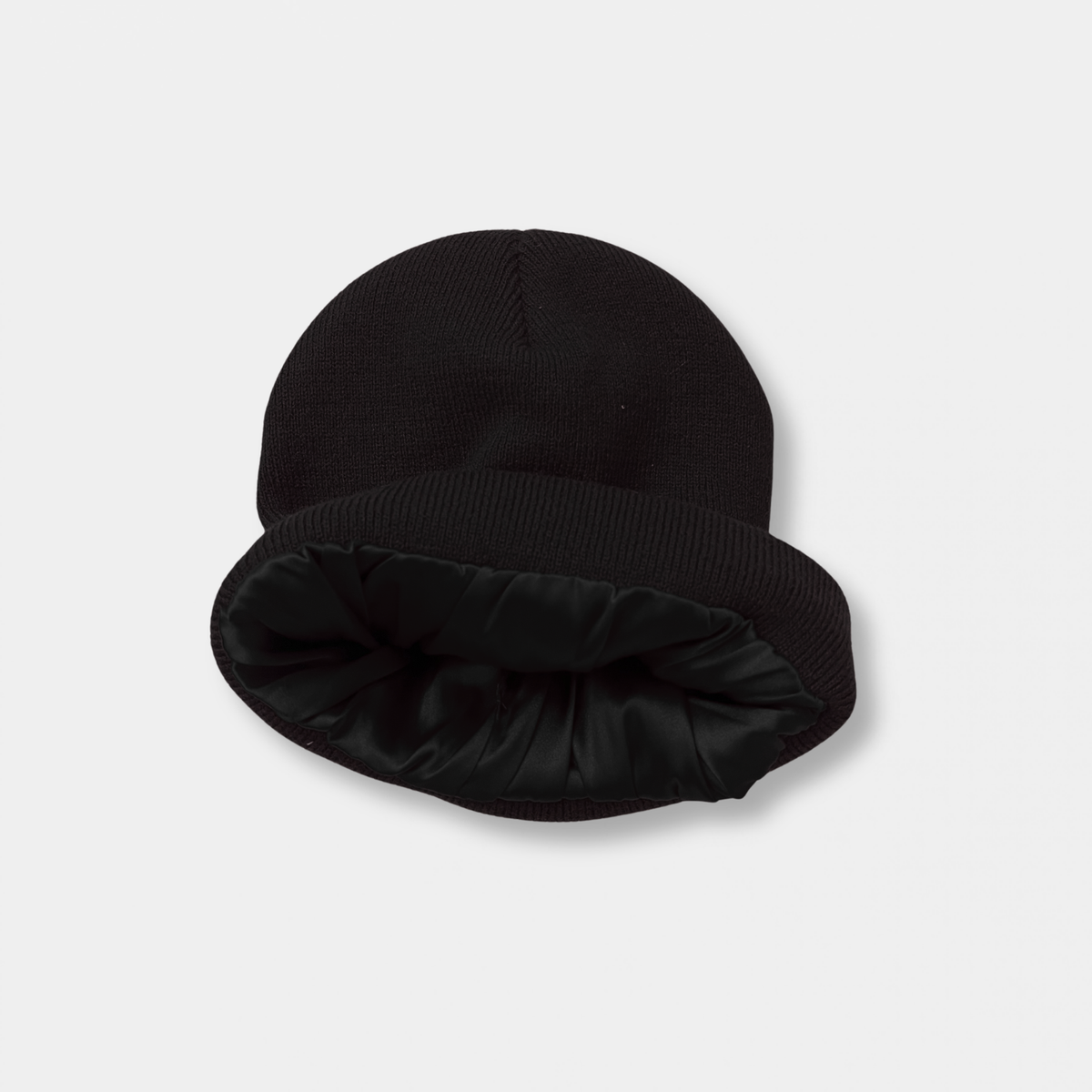 Black Satin Lined Knit Beanie