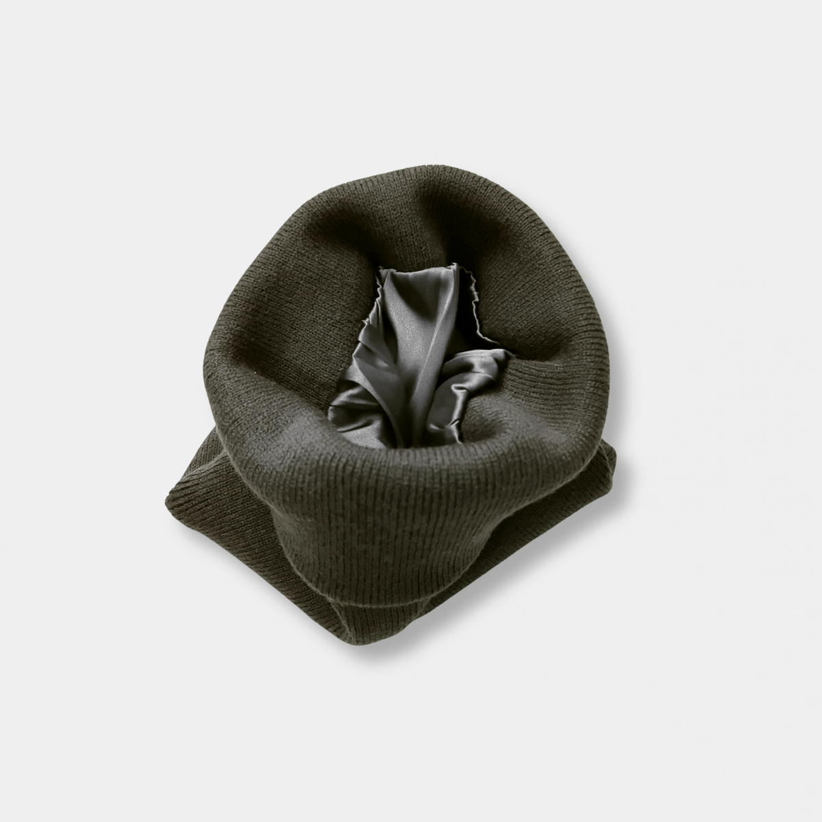 Grey Satin Lined Knit Beanie