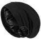 Satin Lined Slouchy Cap | Black