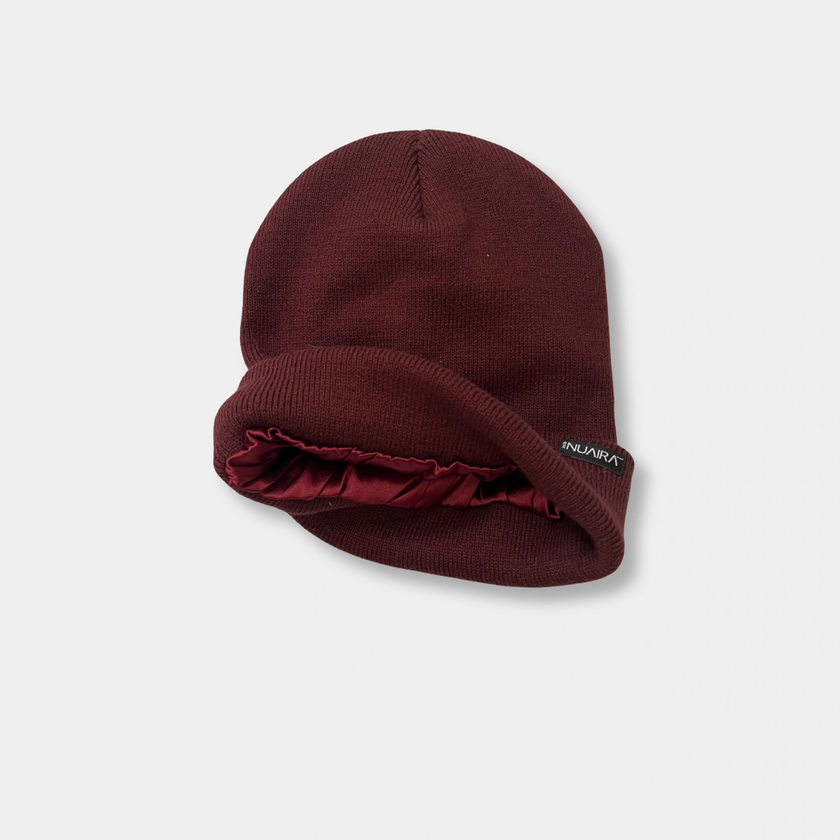 Red Wine Satin Lined Knit Beanie