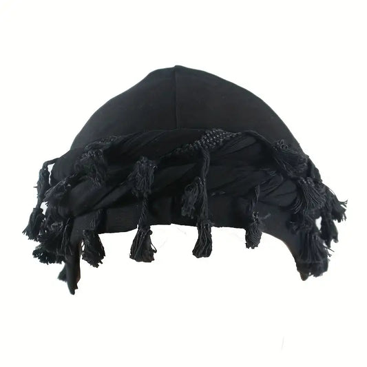 Satin-Lined Fringe Halo Turban - NuAira