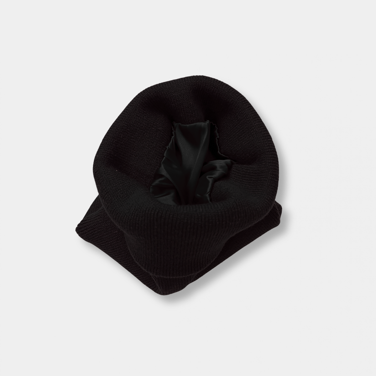 Black Satin Lined Knit Beanie