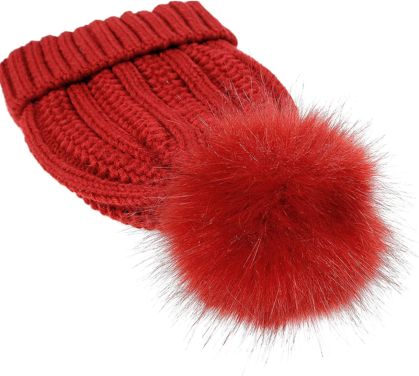 RED | Knit Beanie with Satin Lining and Pom Pom