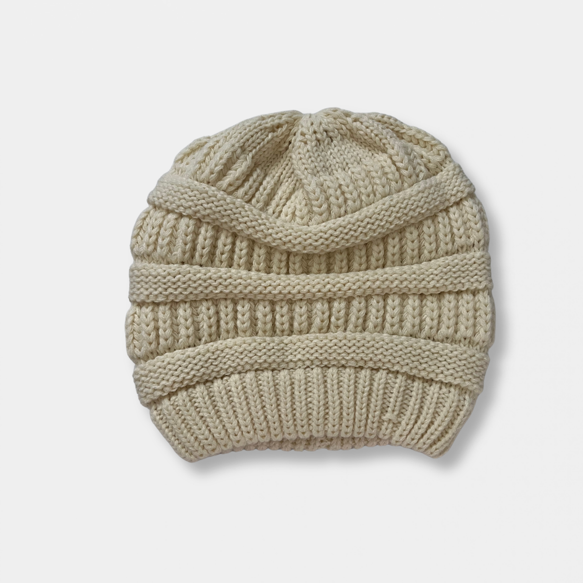 Beige Satin Lined Knit Slouch Beanie