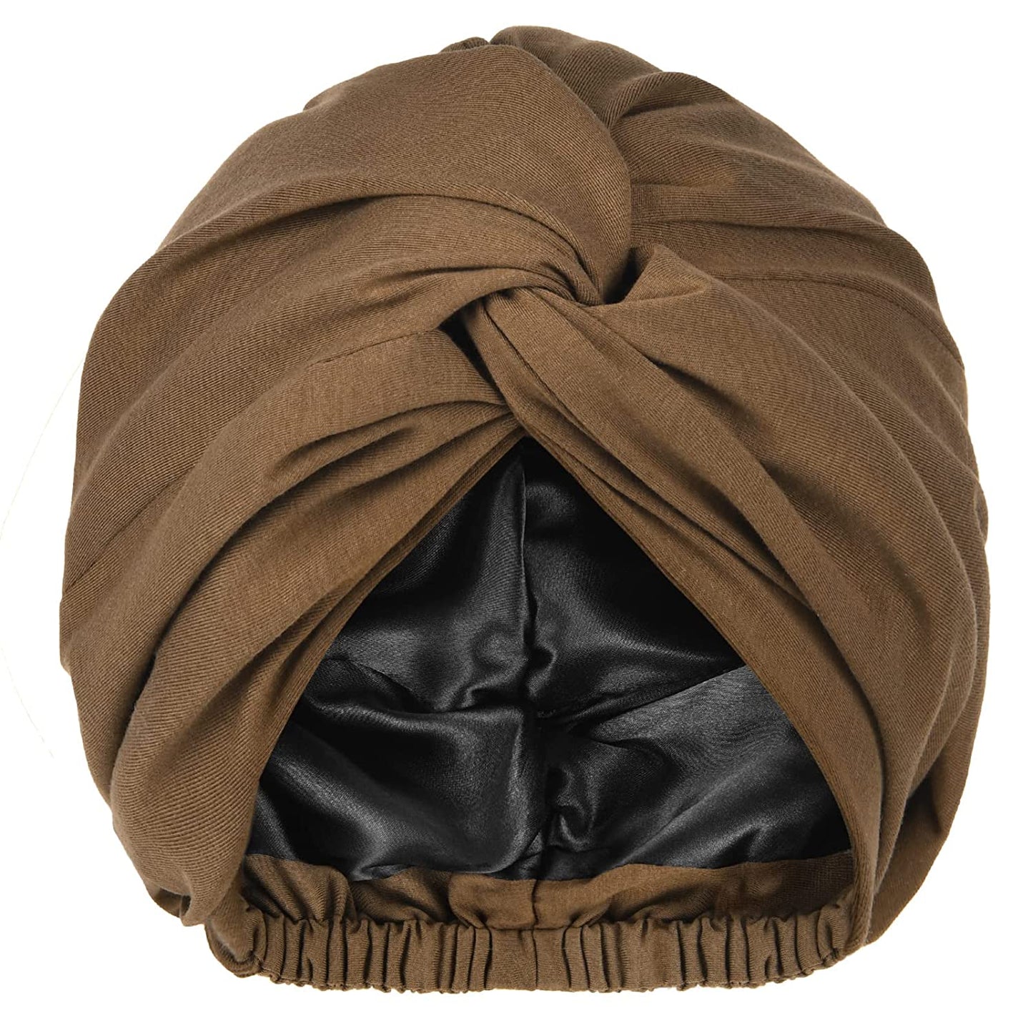 BROWN | Satin-Lined Pre-Tied Knot Turban