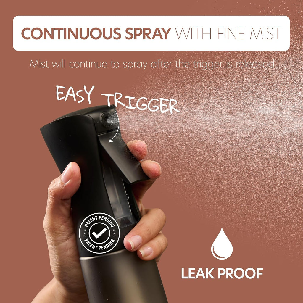 Black Continuous Mist Refillable Spray Bottle