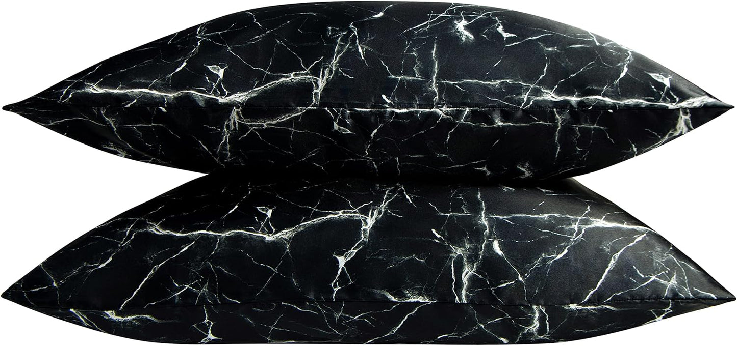 Satin Pillowcase | Black Marble