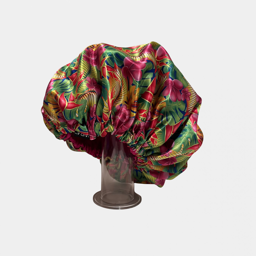 Tropical Floral Satin Bonnet