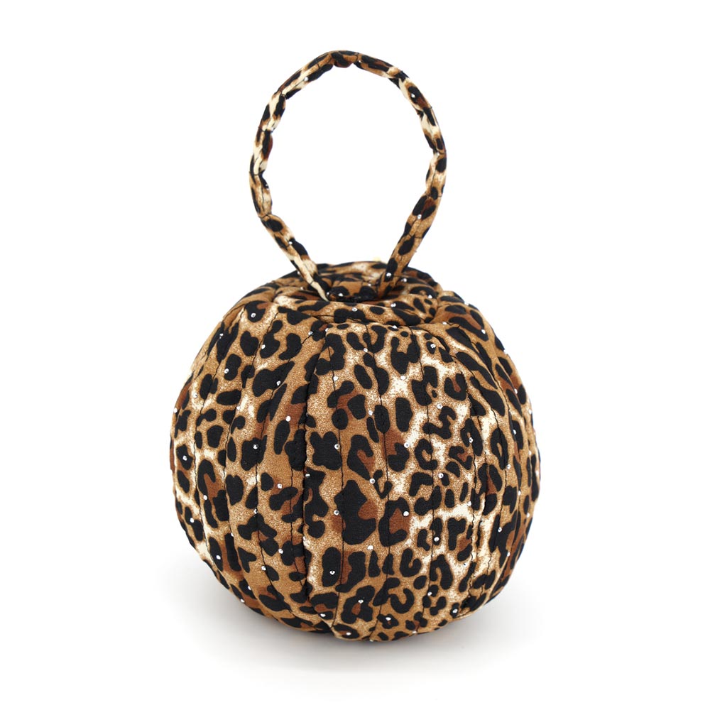 Leopard Print Rhinestone Studded Quilted Hand Bag