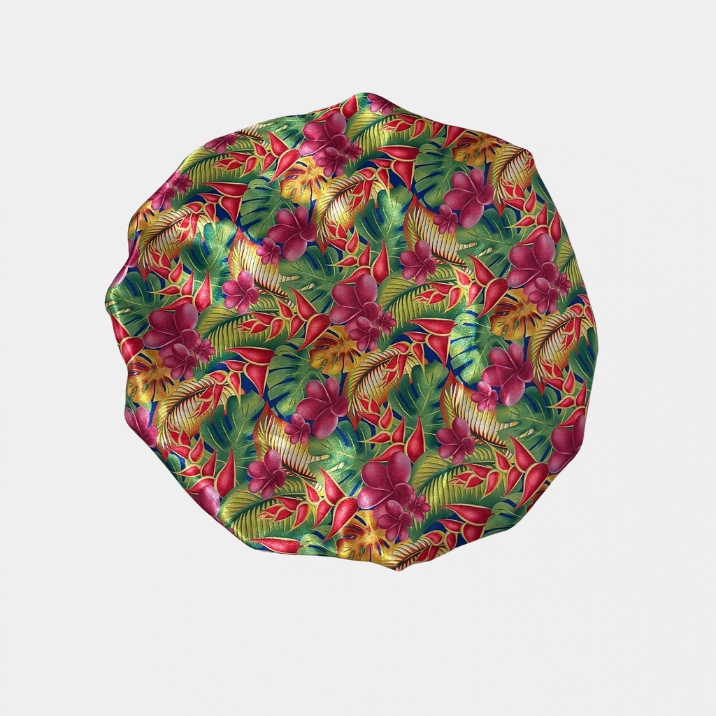 Tropical Floral Satin Bonnet