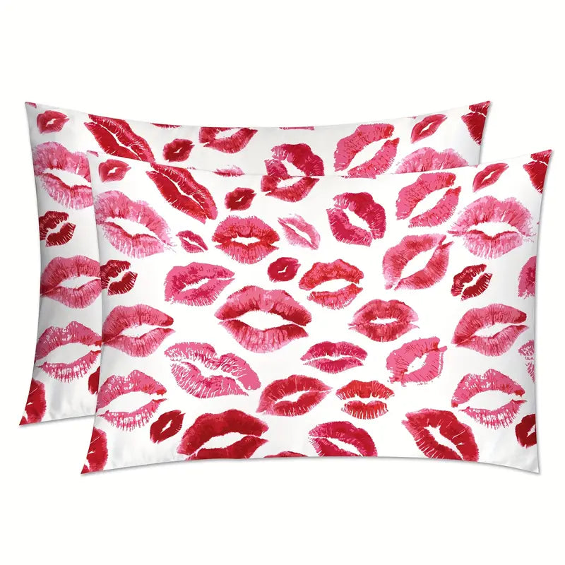 Red Love Lips Pillowcase 2 pc Set