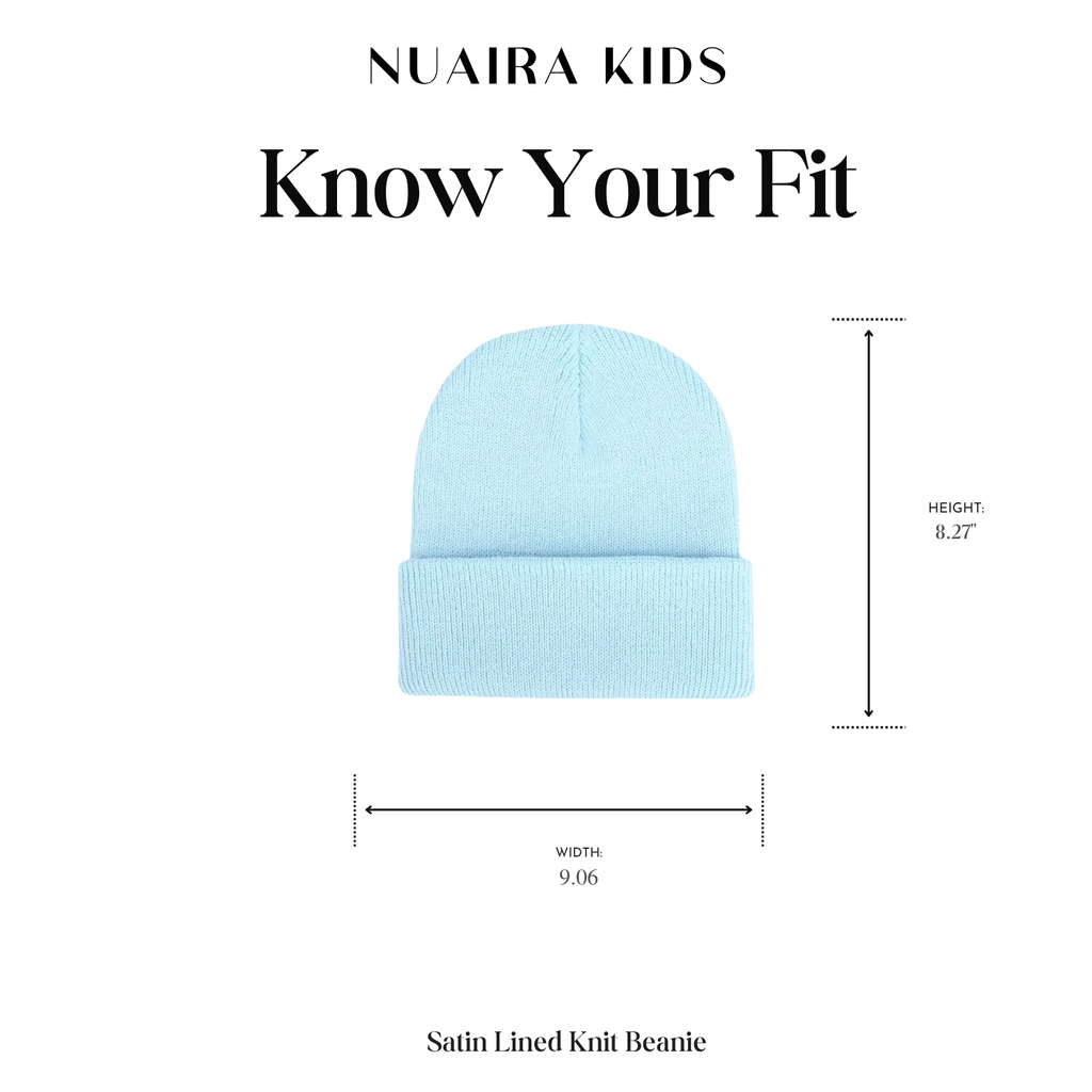Baby Blue Satin Lined Knit Beanie