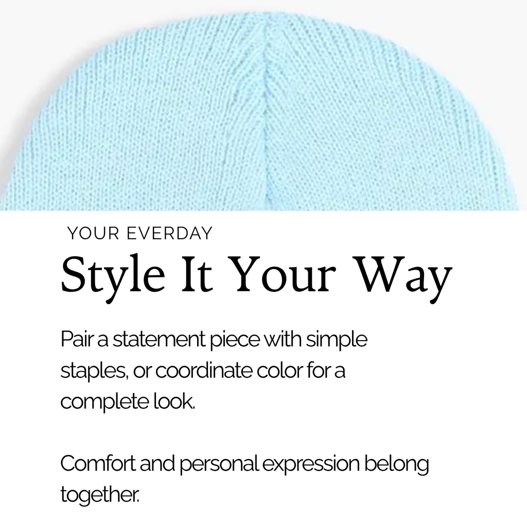 Baby Blue Satin Lined Knit Beanie