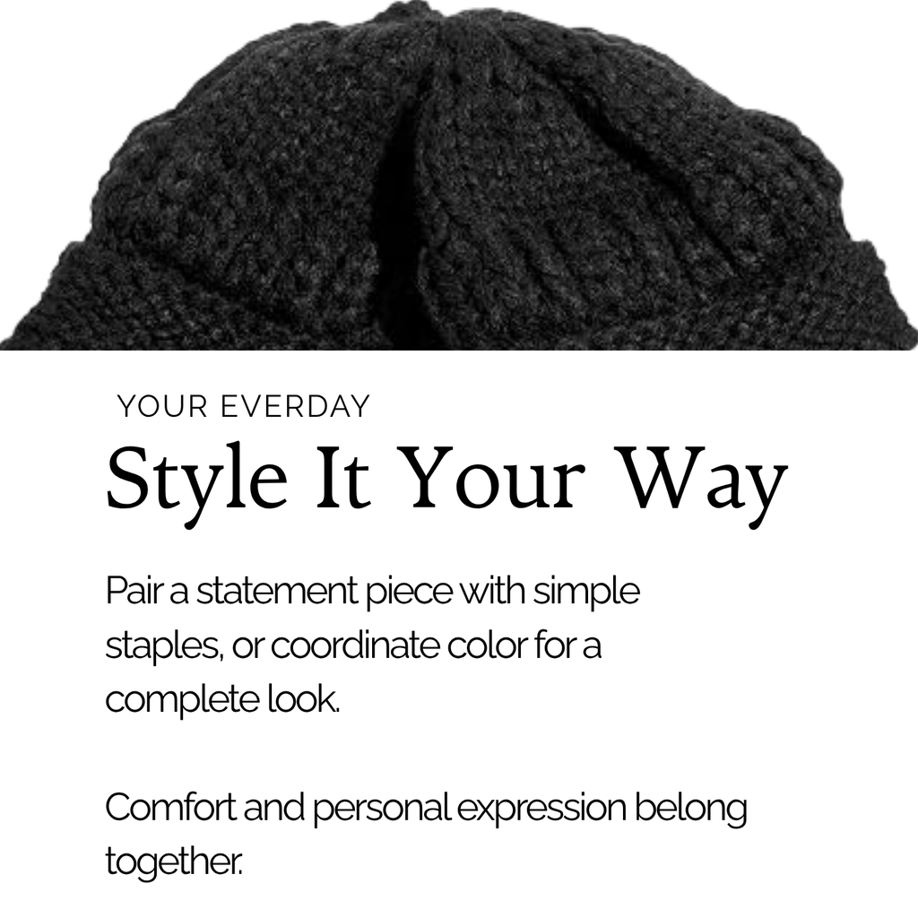 Black Satin Lined Knit Slouch Beanie