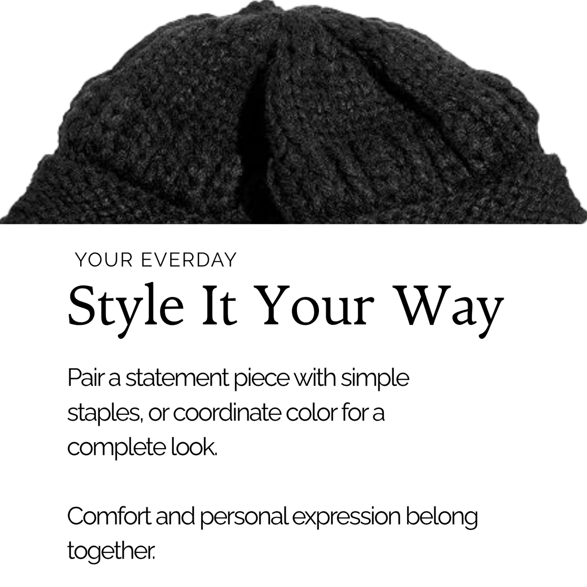 Black Satin Lined Knit Slouch Beanie