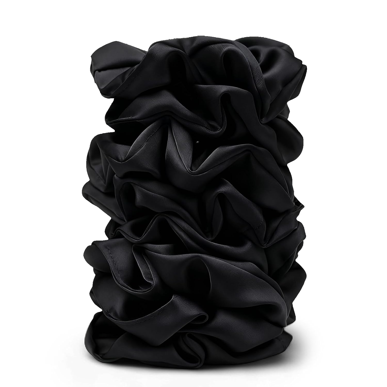 Black 8 PC Satin Scrunchie Set for Curly and Natural Hair