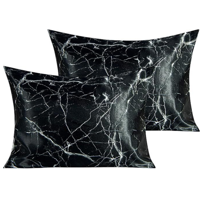 Satin Pillowcase | Black Marble