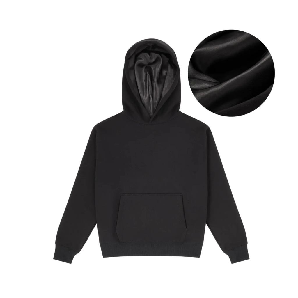 Black Satin Lined Hoodie