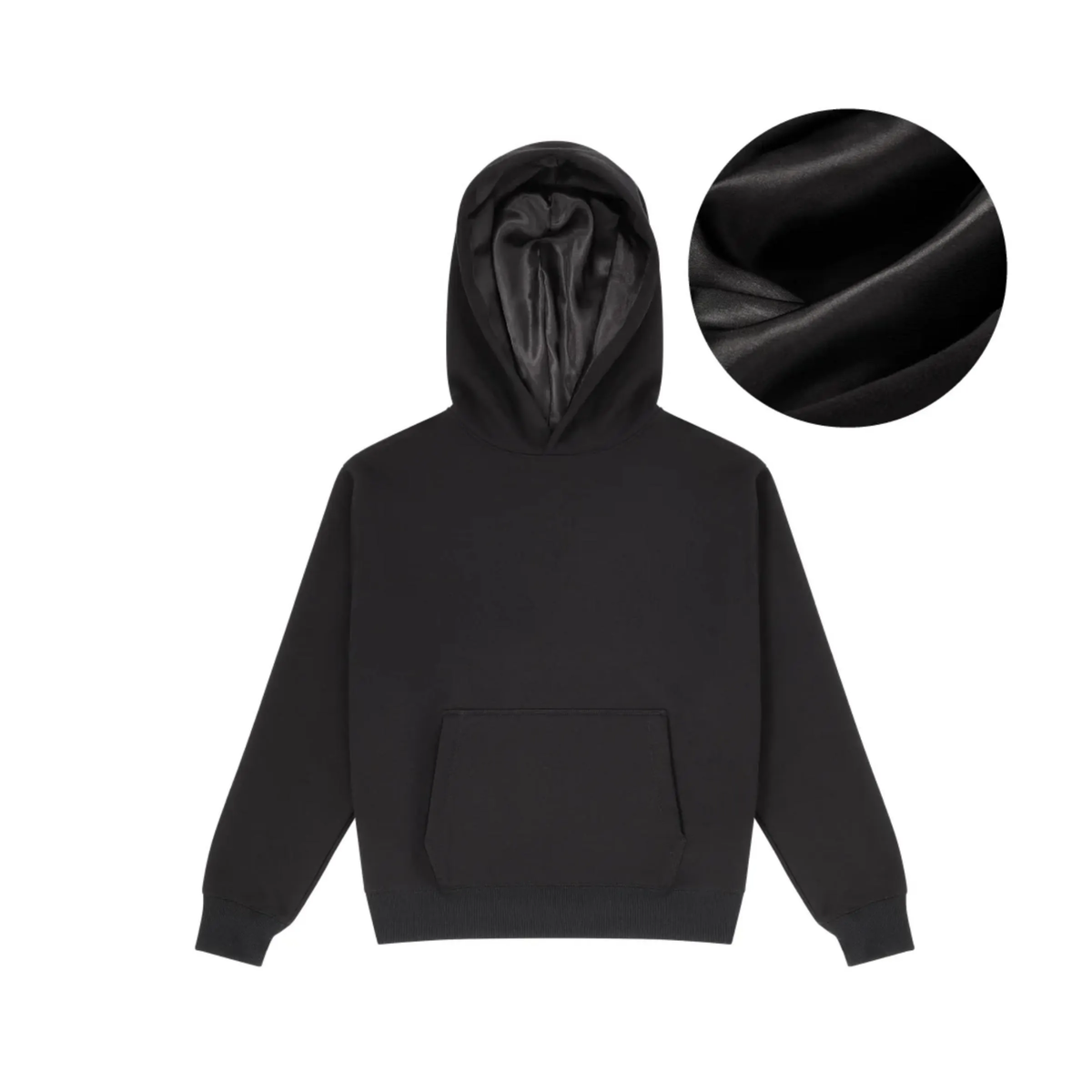 Black Satin Lined Hoodie