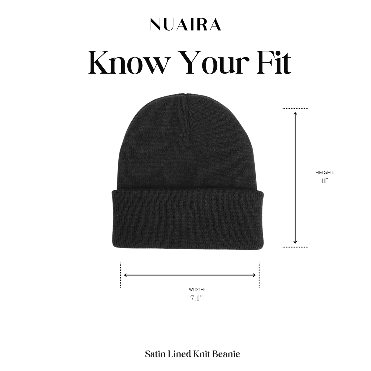 Black Satin Lined Knit Beanie