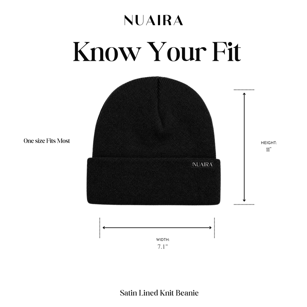 Black Satin Lined Knit Beanie