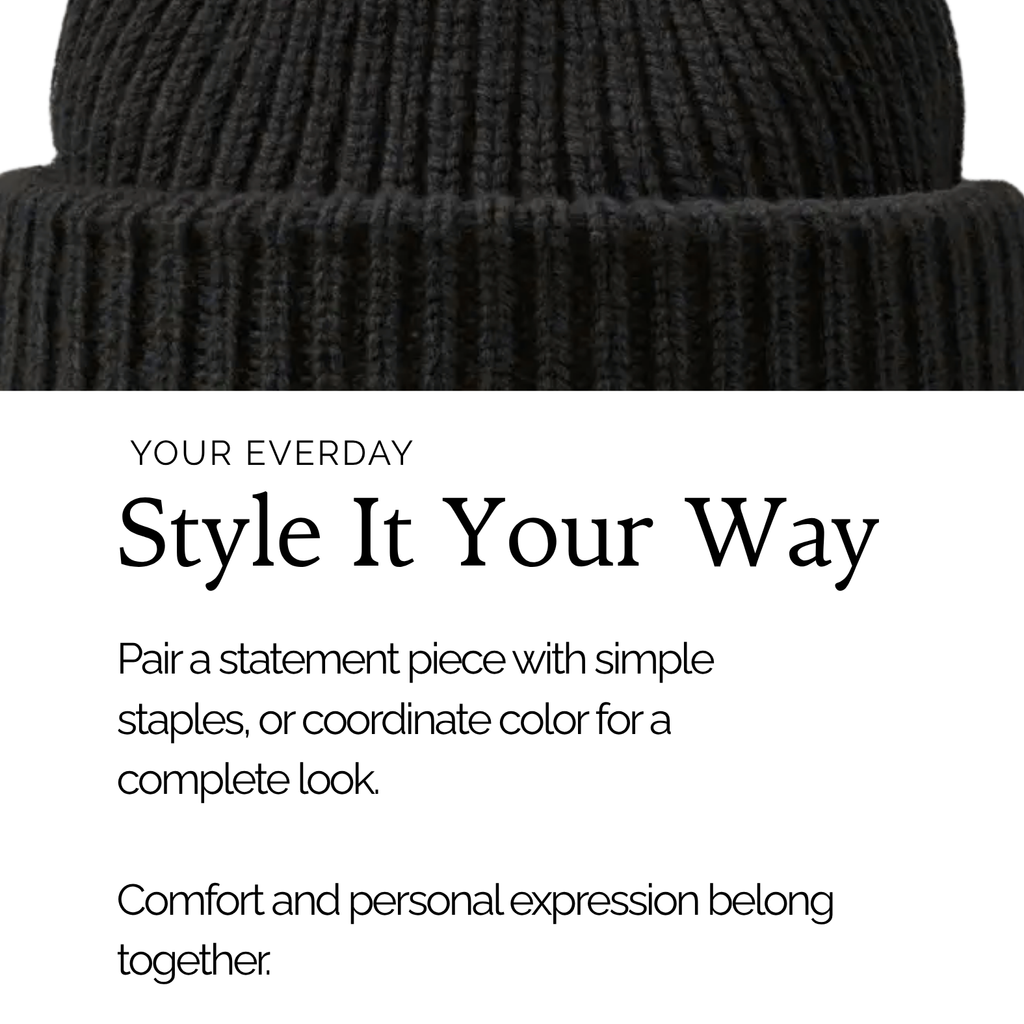 100% Merino Wool Satin Lined Beanie | Black