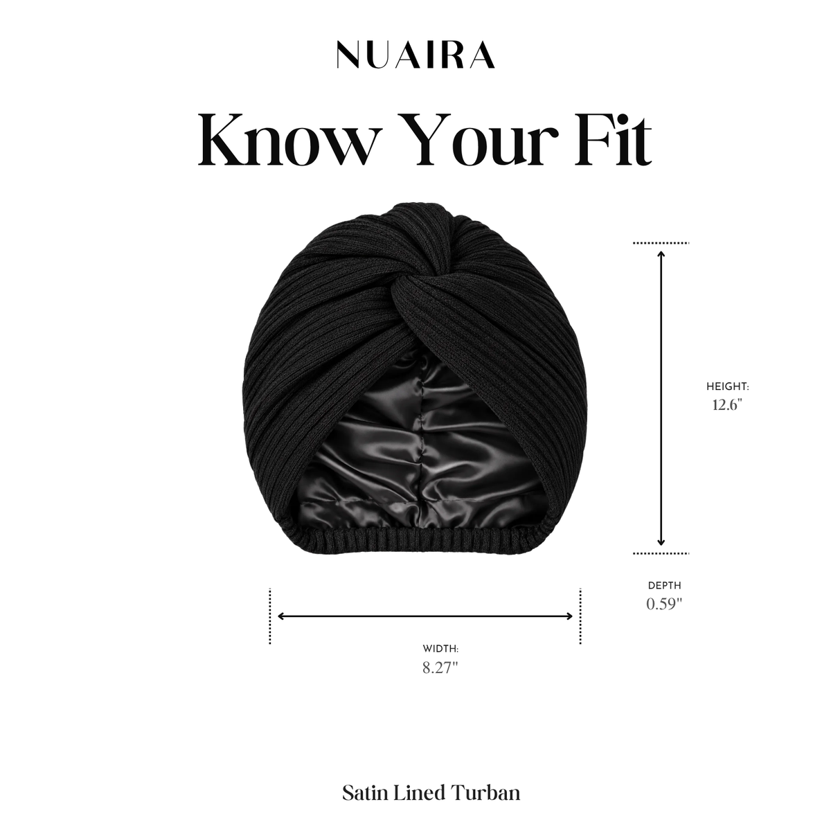 Warm Satin Lined Knit Turban | Black