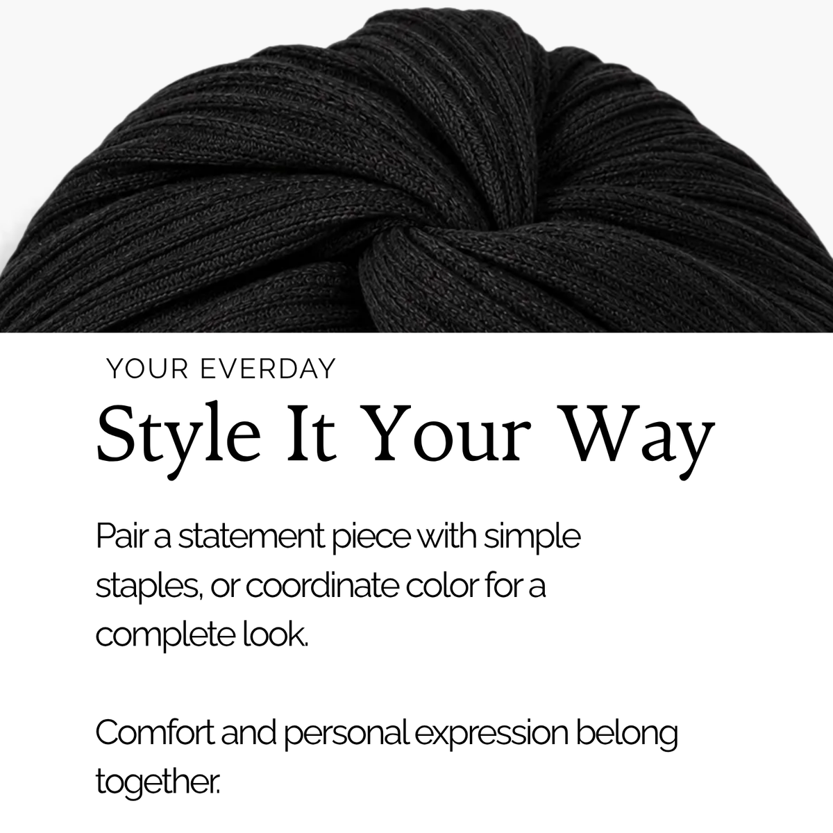 Warm Satin Lined Knit Turban | Black