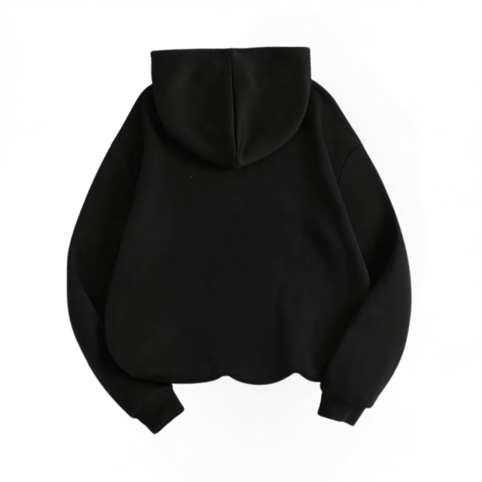 Satin Lined Oversized Hoodie - Black - NuAira