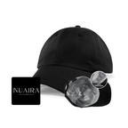 Black cotton baseball cap with silver satin lining for women by NuAira & Co