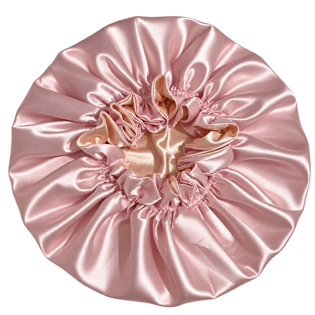 Blush Pink Ruffled Bonnet with Peach Lining, NuAira Co