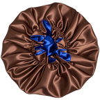 Brown Chocolate Ruffled Bonnet with Royal Blue Lining, NuAira Co