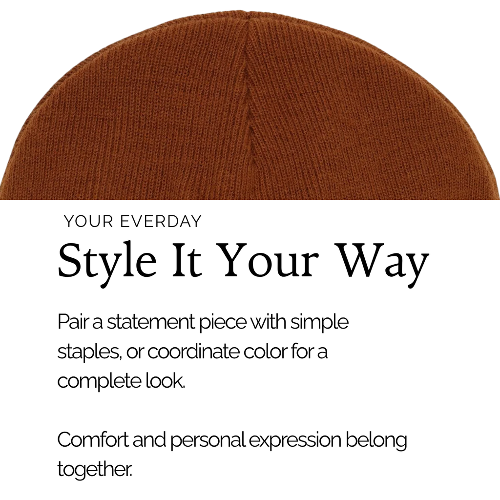 Brown Satin Lined Knit Beanie