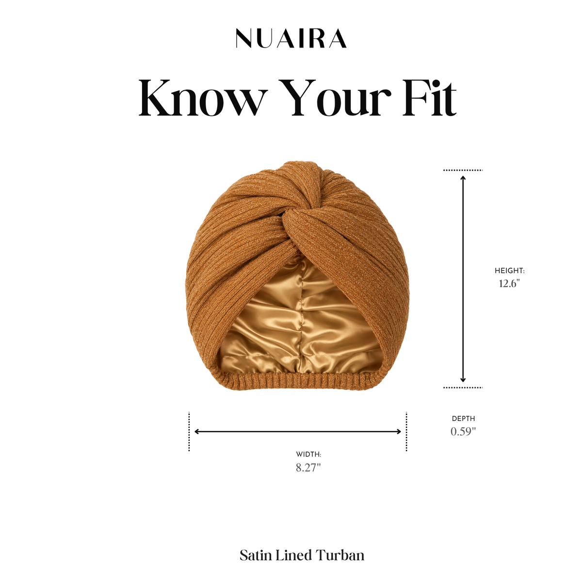 Warm Satin Lined Knit Turban | Brown